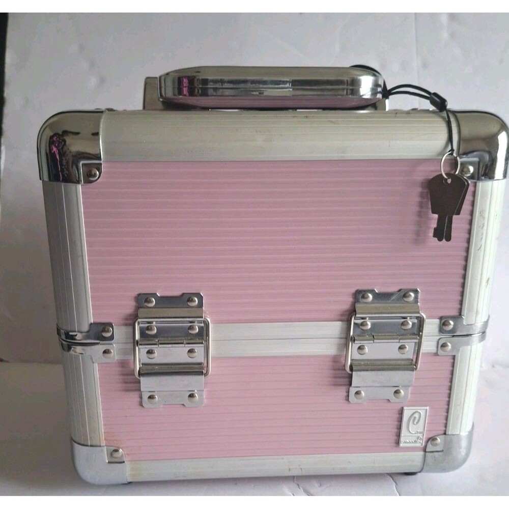 Caboodles Hard Makeup Train Case Lock And Keys Baddie Pink Travel Jewerly Case